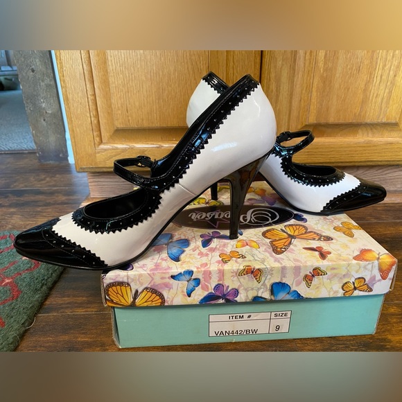 PLEASER MARY JANE SPATS PINUP RETRO VINTAGE BONNIE CLYDE HEELS SIZE 9 - Picture 12 of 17